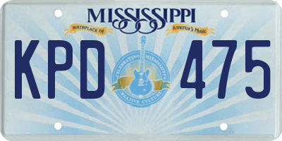 MS license plate KPD475