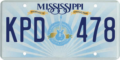 MS license plate KPD478