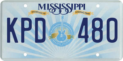 MS license plate KPD480