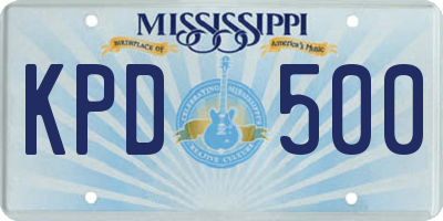 MS license plate KPD500