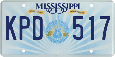 MS license plate KPD517