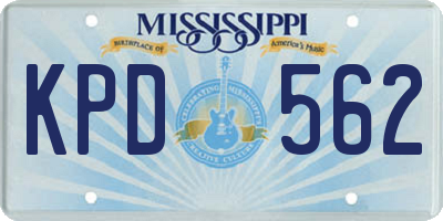 MS license plate KPD562