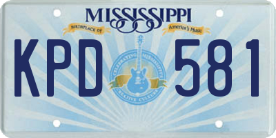 MS license plate KPD581