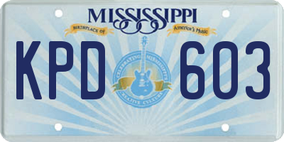 MS license plate KPD603