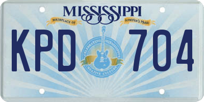 MS license plate KPD704