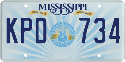 MS license plate KPD734