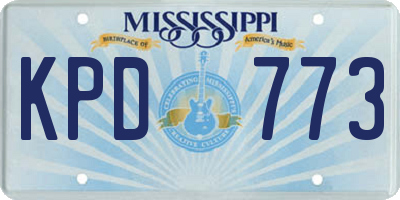 MS license plate KPD773