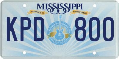 MS license plate KPD800