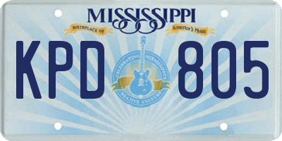 MS license plate KPD805