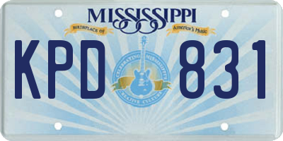 MS license plate KPD831