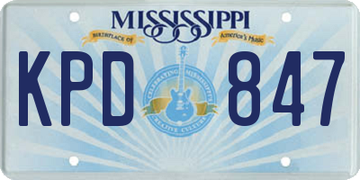MS license plate KPD847