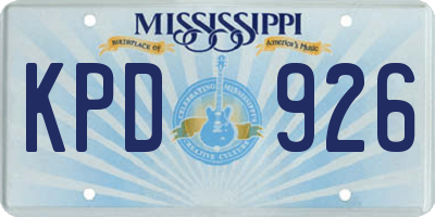 MS license plate KPD926