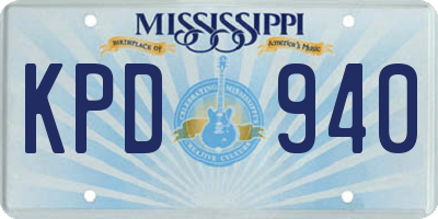 MS license plate KPD940