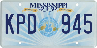 MS license plate KPD945