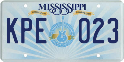 MS license plate KPE023