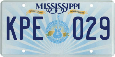MS license plate KPE029