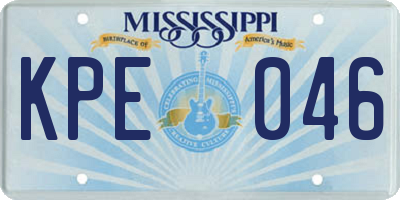 MS license plate KPE046