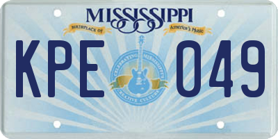 MS license plate KPE049