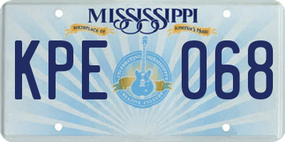 MS license plate KPE068