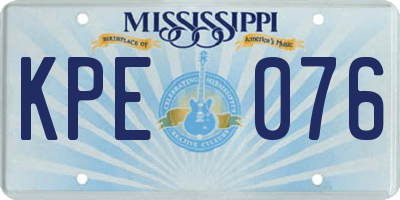 MS license plate KPE076