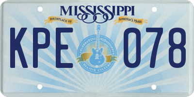 MS license plate KPE078
