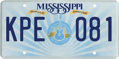 MS license plate KPE081