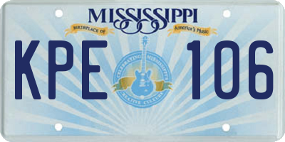 MS license plate KPE106