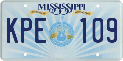MS license plate KPE109