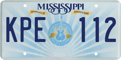 MS license plate KPE112
