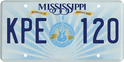 MS license plate KPE120