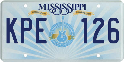 MS license plate KPE126