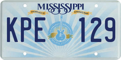 MS license plate KPE129