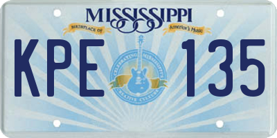 MS license plate KPE135
