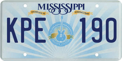 MS license plate KPE190