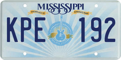 MS license plate KPE192
