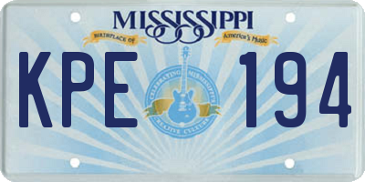 MS license plate KPE194