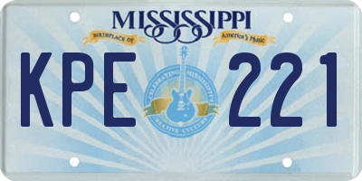MS license plate KPE221