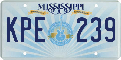 MS license plate KPE239