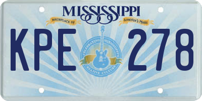 MS license plate KPE278