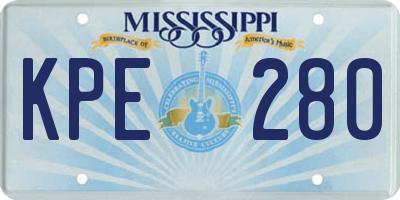 MS license plate KPE280