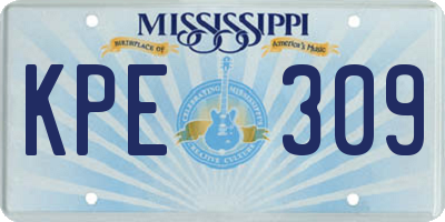 MS license plate KPE309