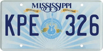MS license plate KPE326