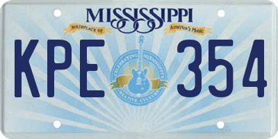 MS license plate KPE354