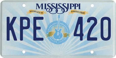 MS license plate KPE420