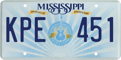 MS license plate KPE451
