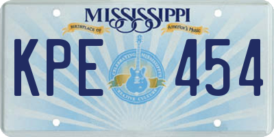 MS license plate KPE454
