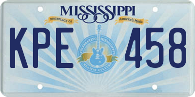 MS license plate KPE458