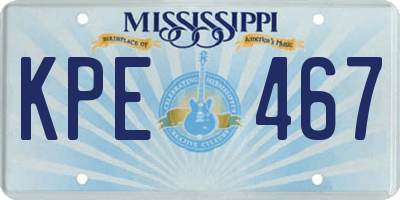 MS license plate KPE467