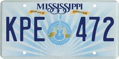 MS license plate KPE472