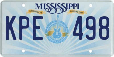 MS license plate KPE498